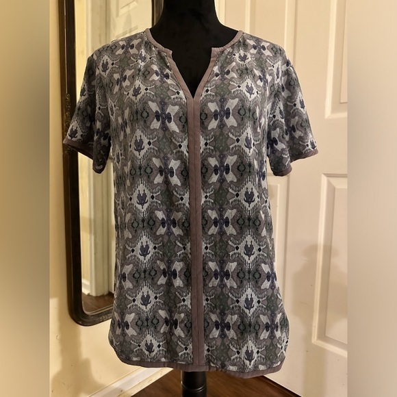 Tory Burch Tops - Tory Burch silk printed short sleeve blouse tunic 4